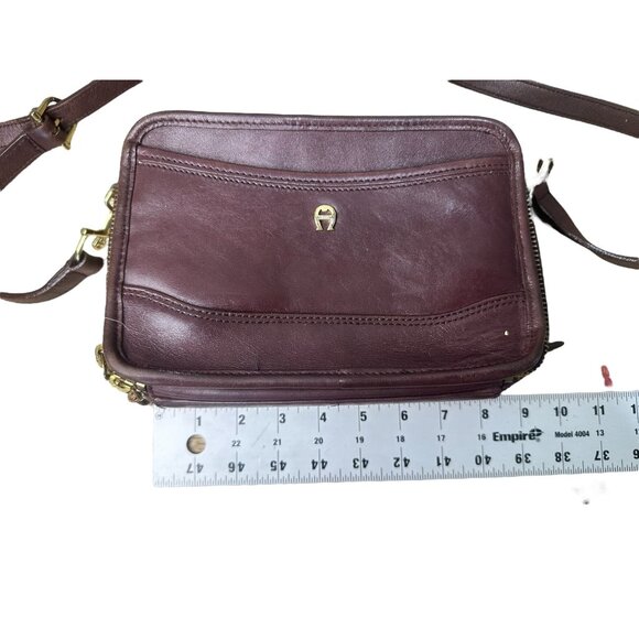 Etienne Aigner Small Crossbody Handbag Leather Brown Messenger Multi Pockets 90s - Picture 12 of 16
